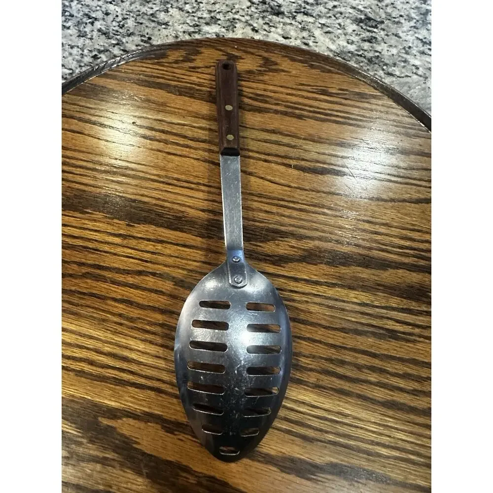 Vintage EKCO Flint Vanadium Stainless Steel Slotted Serving Spoon